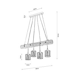 Lampa wisząca KEYLA 4S CZARNY SZARY