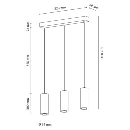 Lampa wisząca PIPE 3 CO CZARNY ORZECH