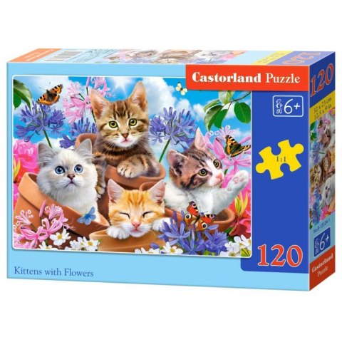 Puzzle 120el. kittens flowers